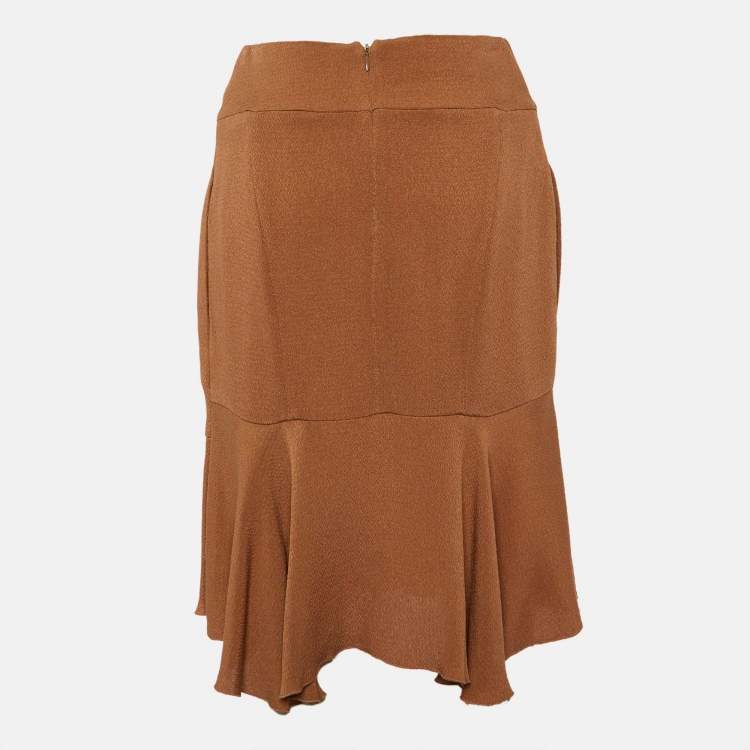 Pre Owned Marni Brown Crepe Double Silk Mini Skirt S