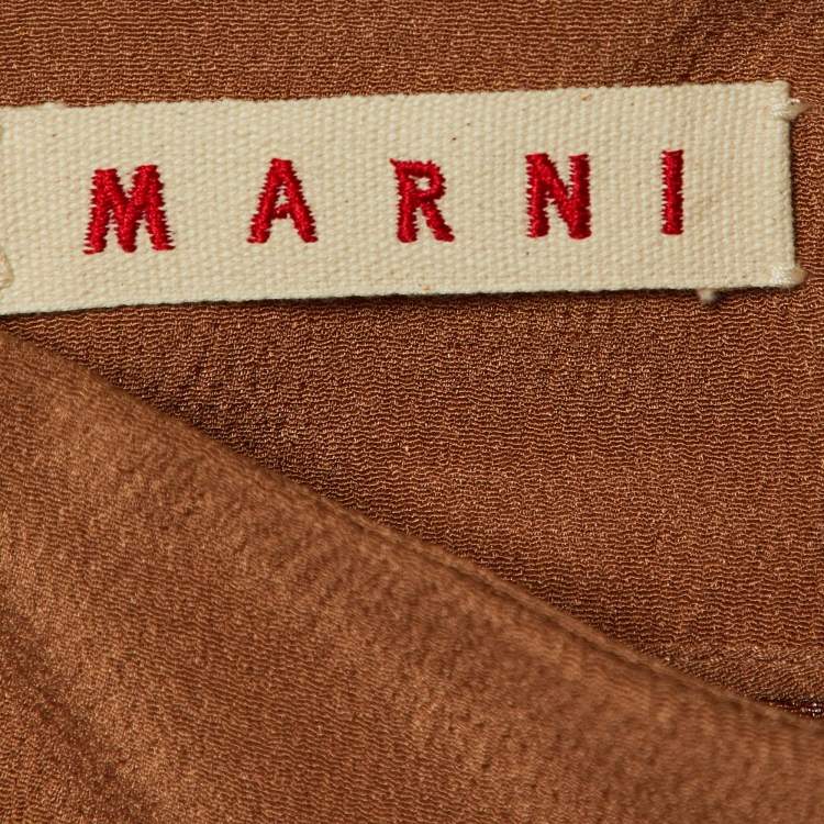 Pre Owned Marni Brown Crepe Double Silk Mini Skirt S
