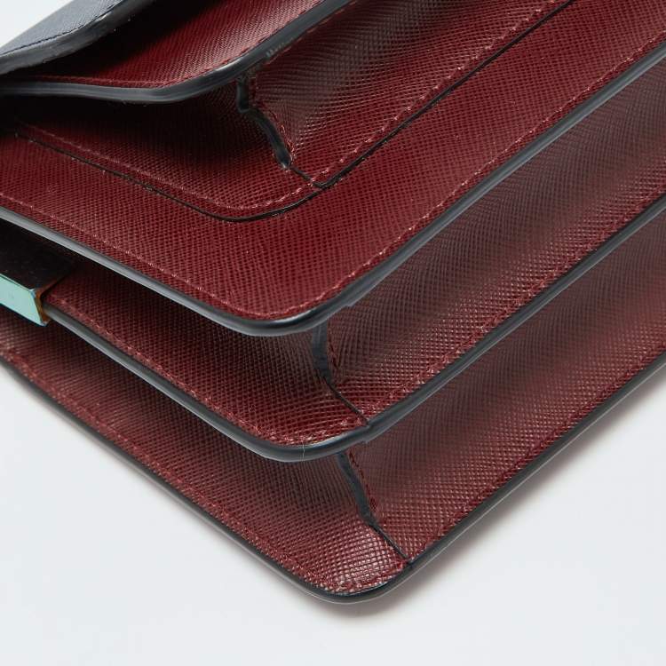 Pre Owned Marni Burgundy/Navy Blue Leather Trunk Shoulder Bag