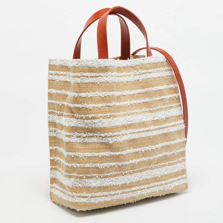 Pre Owned Marni Tricolor Leather and Straw Mini Museo Tote