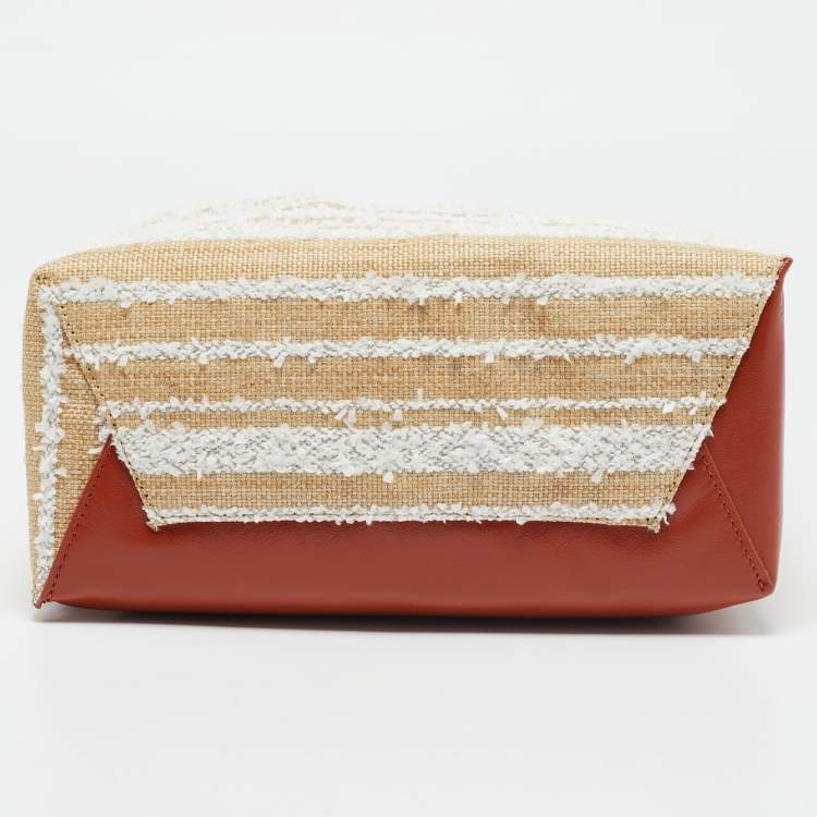 Pre Owned Marni Tricolor Leather and Straw Mini Museo Tote