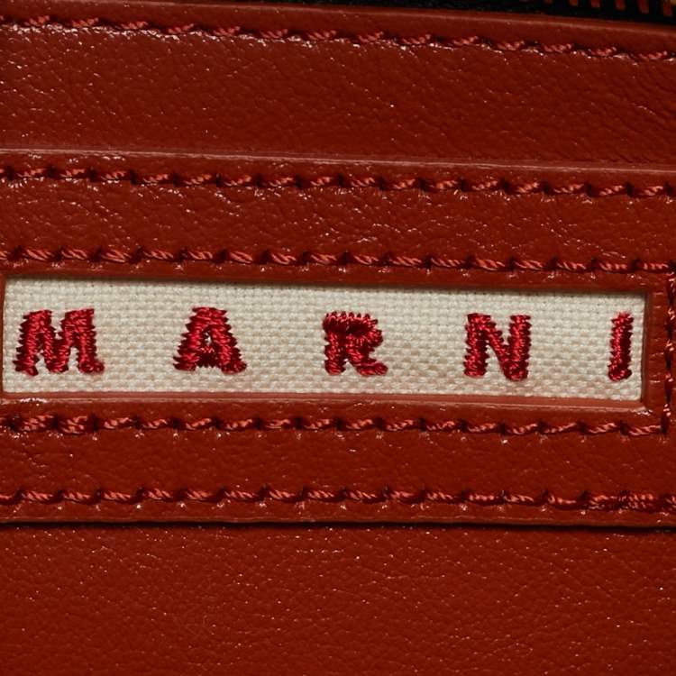 Pre Owned Marni Tricolor Leather and Straw Mini Museo Tote