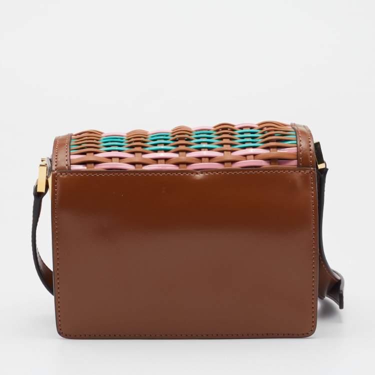 Pre Owned Marni Multicolor Woven Patent and Leather Mini Trunk Bag