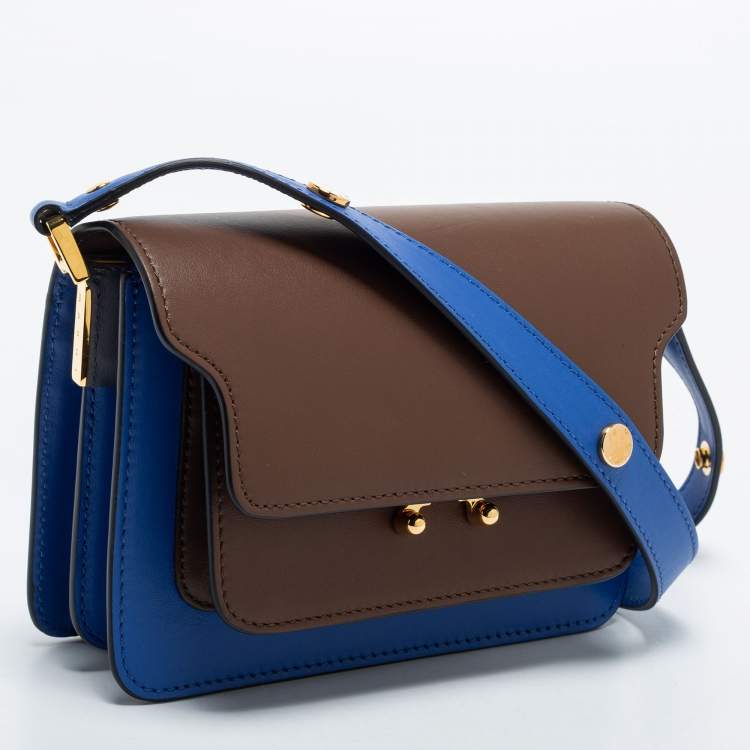 Pre Owned Marni Brown/Blue Leather Trunk Shoulder Bag