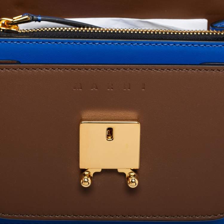 Pre Owned Marni Brown/Blue Leather Trunk Shoulder Bag