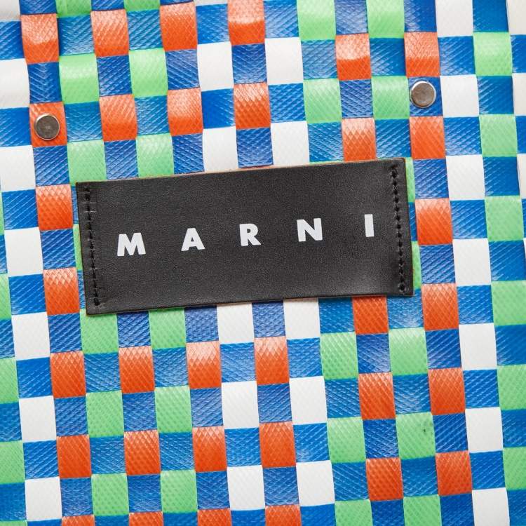 Pre Owned Marni Multicolor Woven Plastic Market Basket Tote