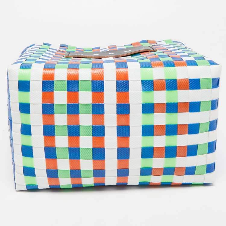 Pre Owned Marni Multicolor Woven Plastic Market Basket Tote