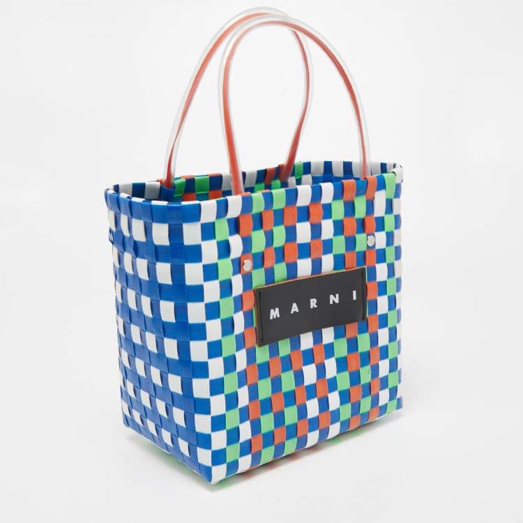 Pre Owned Marni Multicolor Woven Plastic Market Basket Tote
