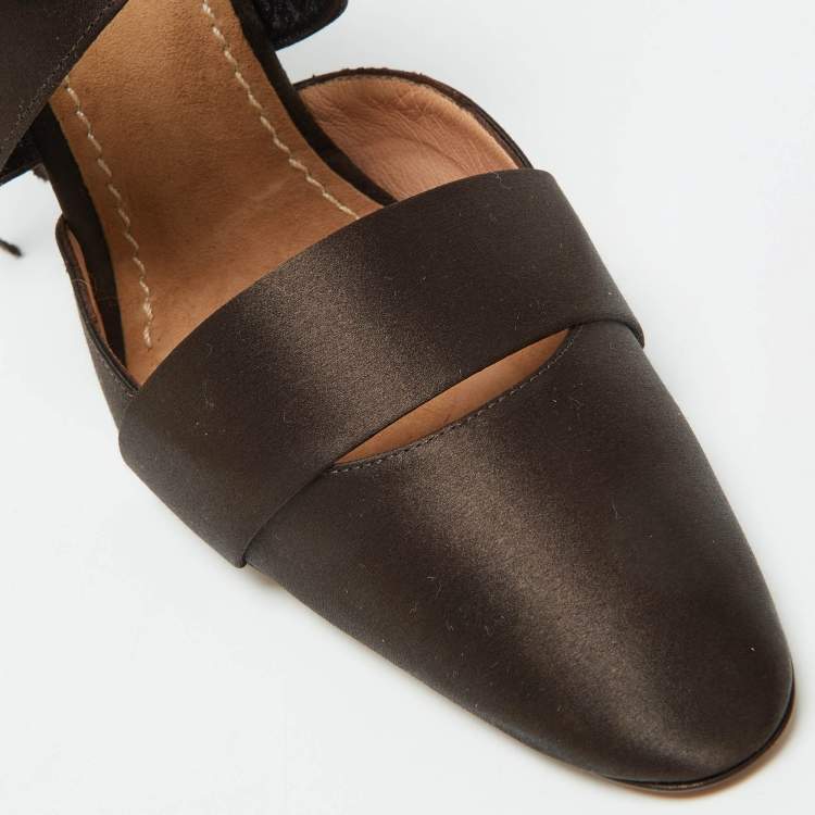 Pre Owned Marni Brown Satin Strappy Sandals Size 38