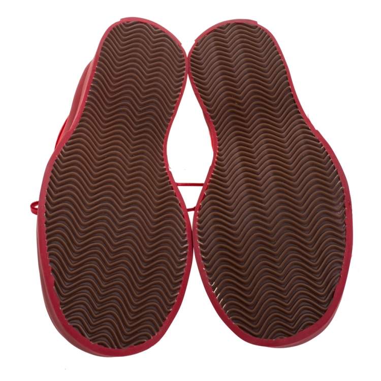 Pre Owned Marni Red Canvas Round Toe Low Top Sneakers Size 38