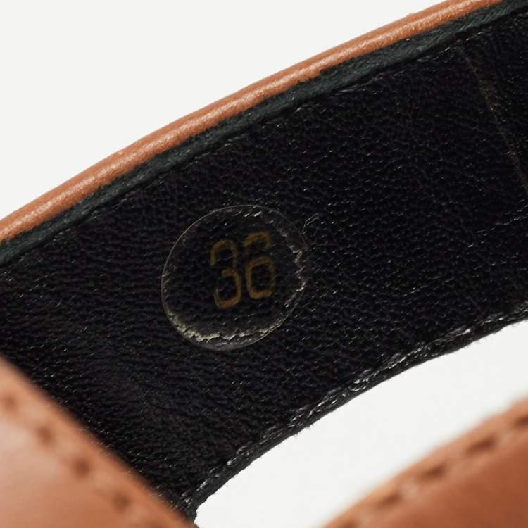 Pre Owned Marni Tan Leather Slingback Flat Sandals Size 36