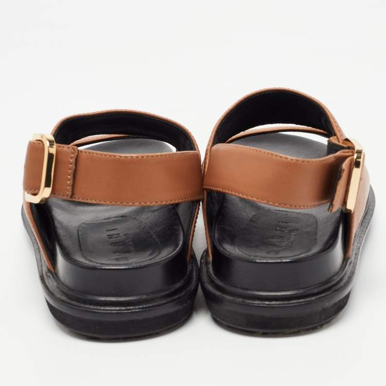 Pre Owned Marni Tan Leather Slingback Flat Sandals Size 36