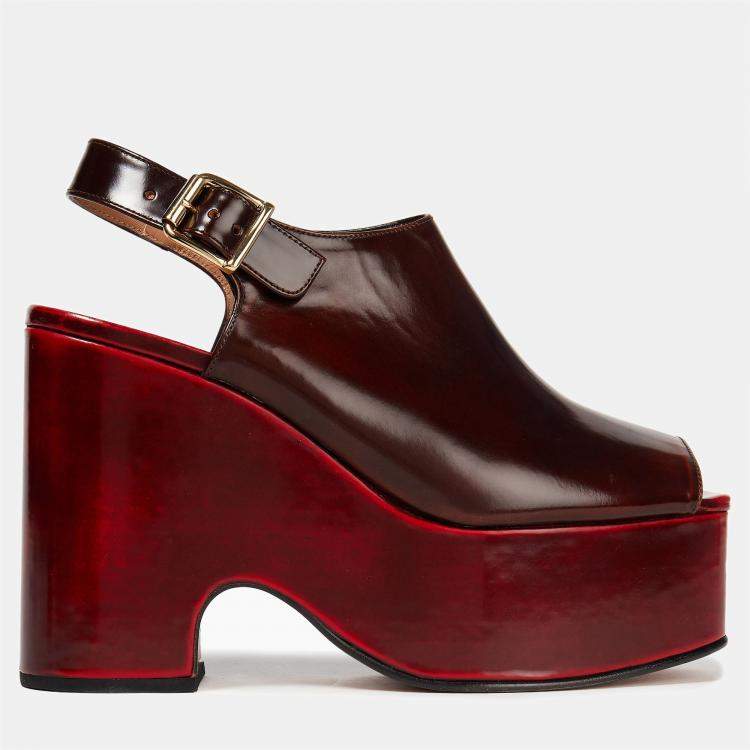 Pre Owned Marni Brown Leather Platform Sandals 36