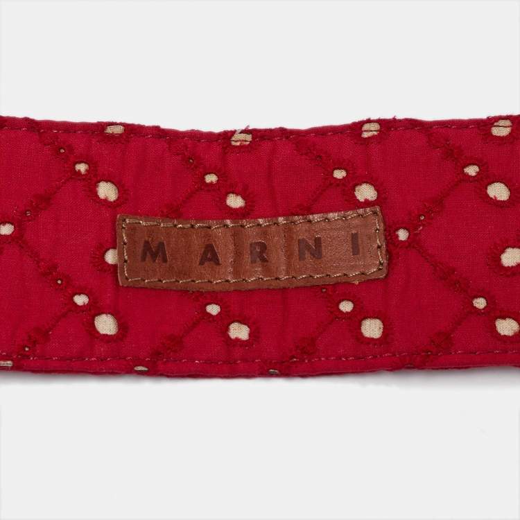 Pre Owned Marni Red/Beige Perforated Fabric Buckle Belt M