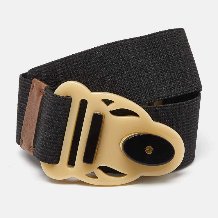 Pre Owned Marni Black Elastic Bank Waist Belt 70CM