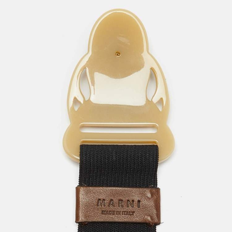 Pre Owned Marni Black Elastic Bank Waist Belt 70CM