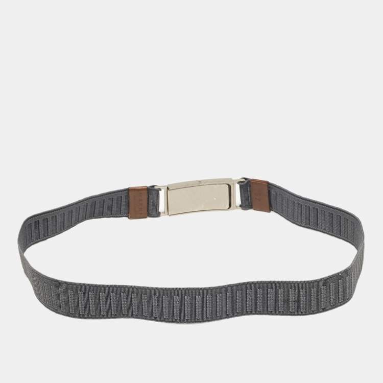 Pre Owned Marni Blue/Brown Elastic and Leather Waist Belt 65 CM