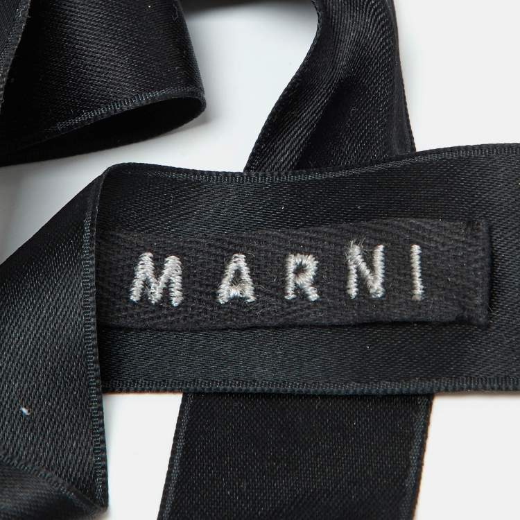 Pre Owned Marni Green Floral Textured Petal Ribbon Choker