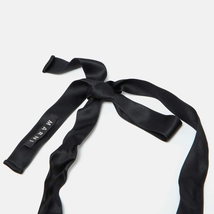 Pre Owned Marni Green Floral Textured Petal Ribbon Choker