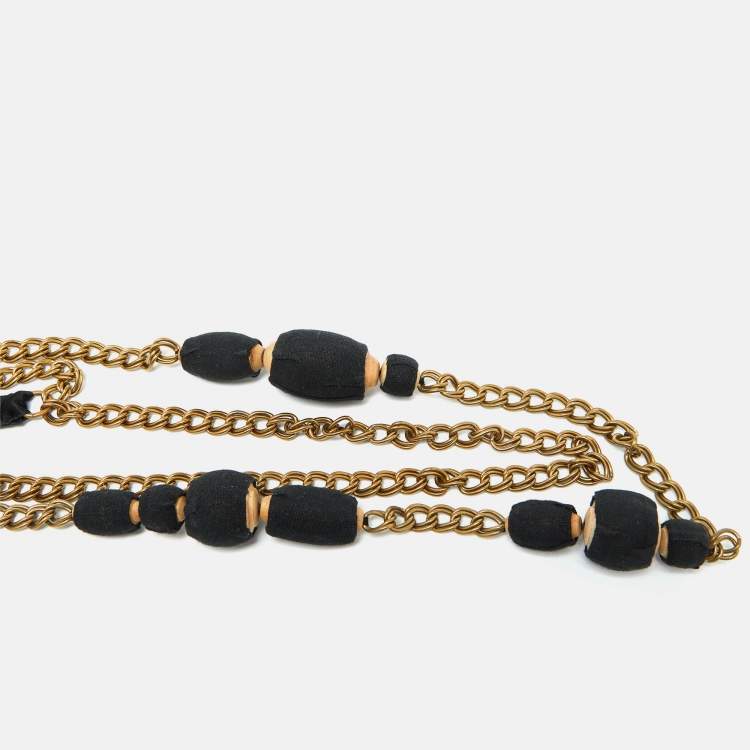 Pre Owned Marni Black Beaded Chain Long Layer Necklace