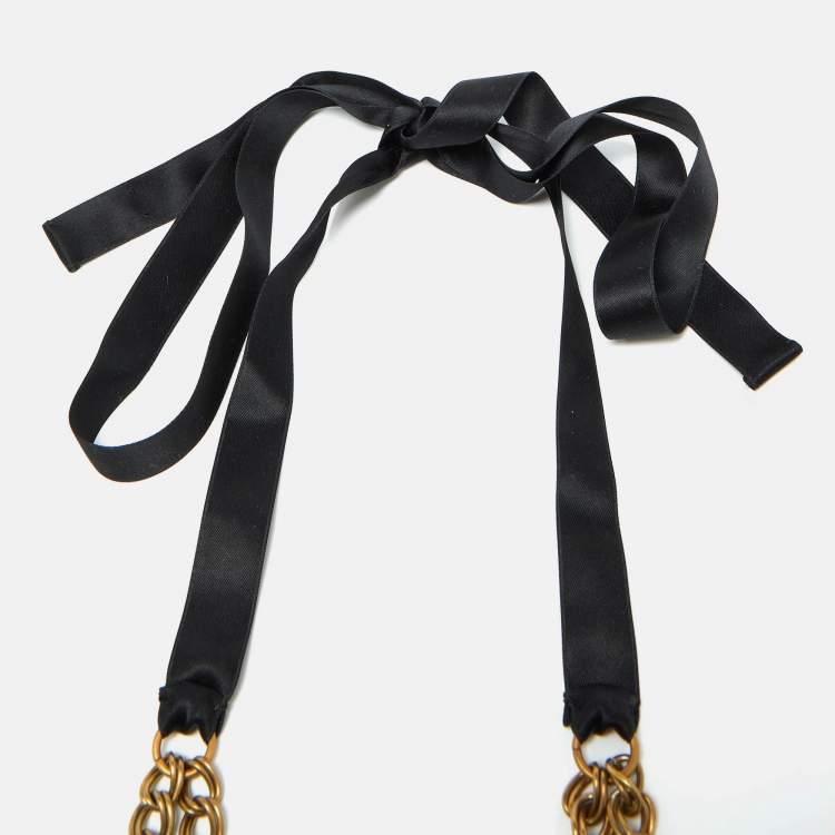 Pre Owned Marni Black Beaded Chain Long Layer Necklace