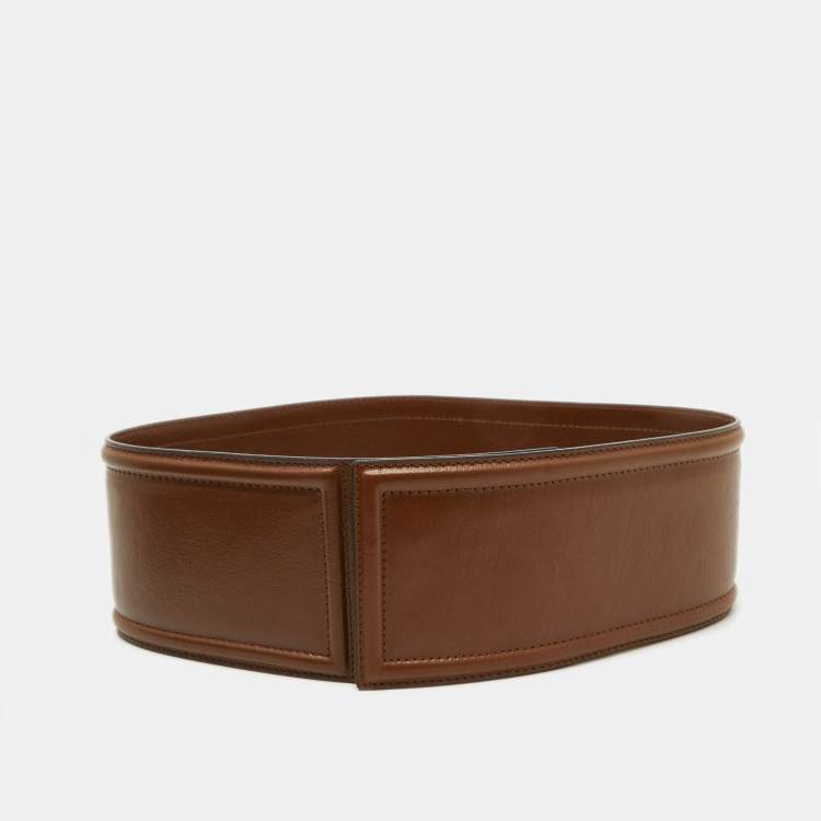 Pre Owned Marni Brown Leather Wide Waist Belt 80 CM