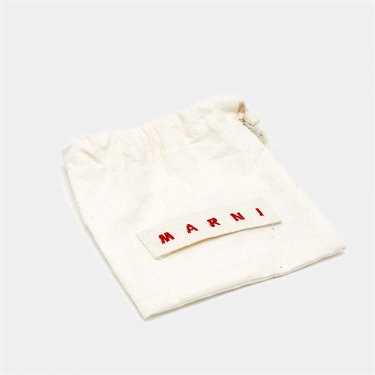 Pre Owned Marni Daisy Crystals White Coated Gold Tone Bar Earrings