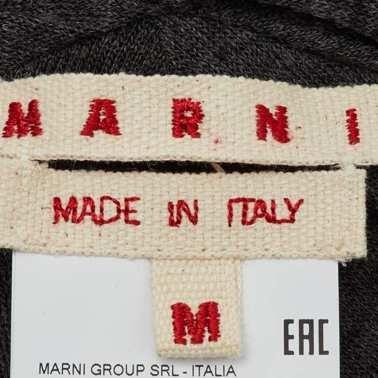 Pre Owned Marni Beige Logo Embroidered Shearling& Leather Baseball Cap M