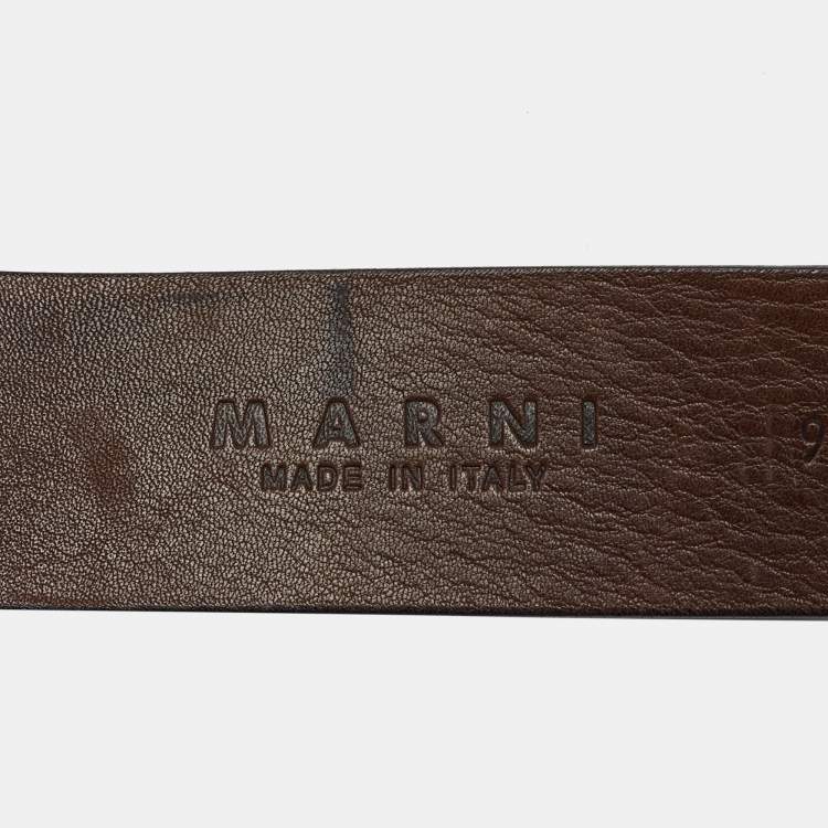 Pre Owned Marni Dark Brown/Black Leather and Elastic Waist Belt 95CM