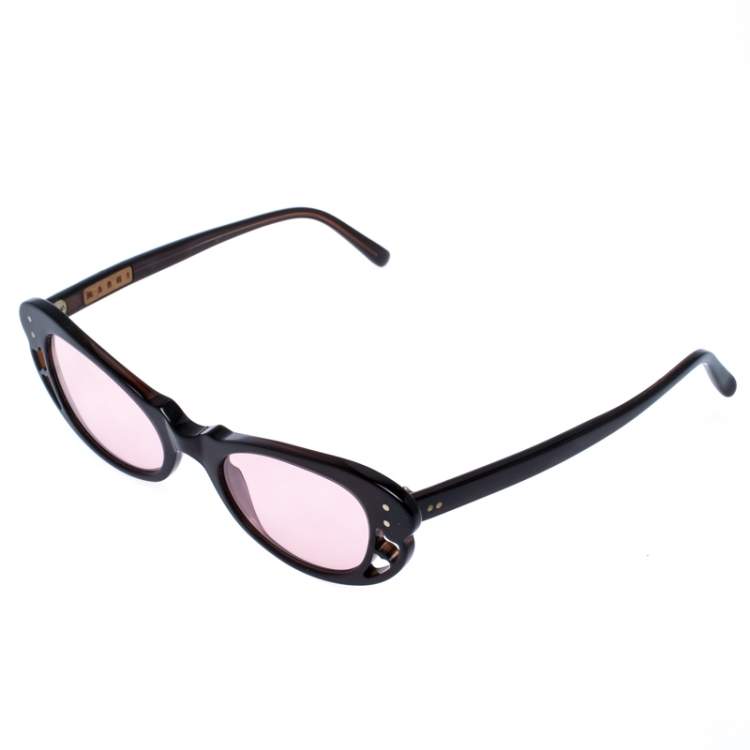 Pre Owned Marni Dark Brown/Pink MA 107S Butterfly Sunglasses