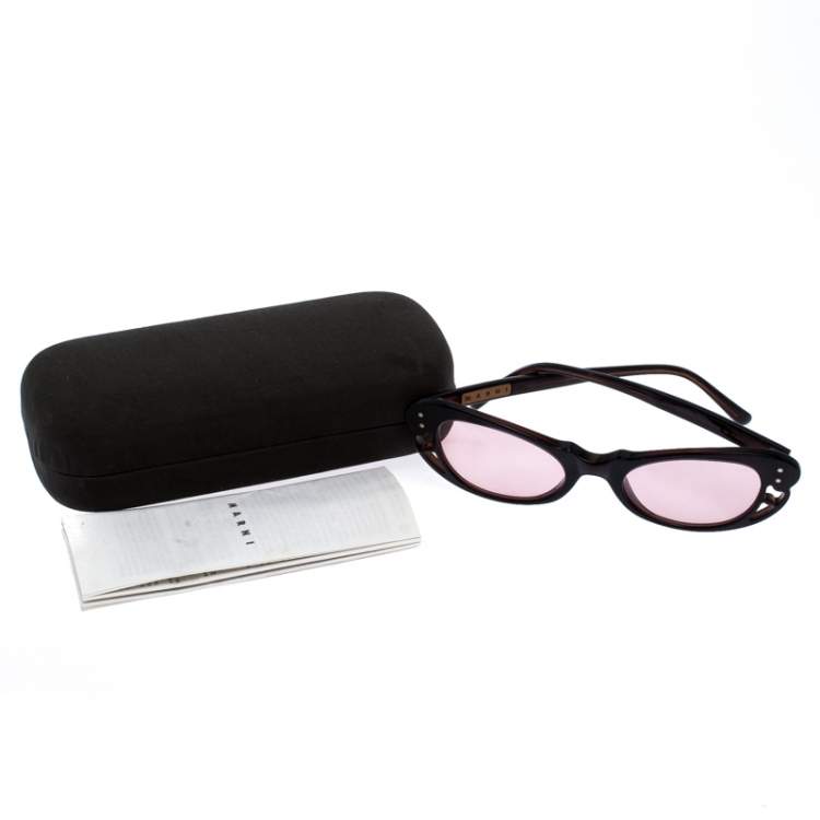 Pre Owned Marni Dark Brown/Pink MA 107S Butterfly Sunglasses