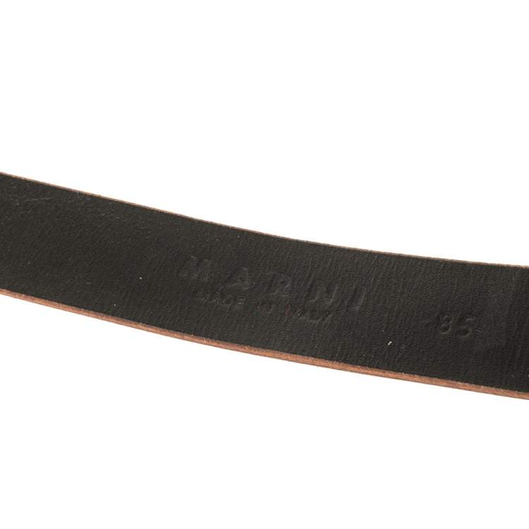 Pre Owned Marni Black Leather And Elastic Waist Belt 85 CM