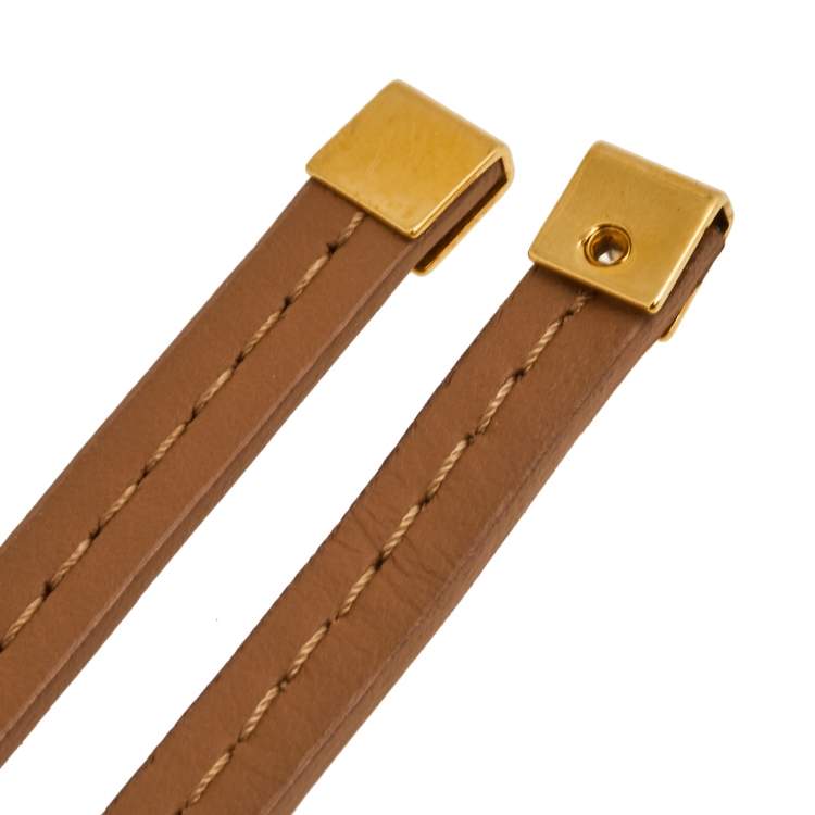 Pre Owned Marni Beige Leather Floral Horn Pendant Adjustable Necklace