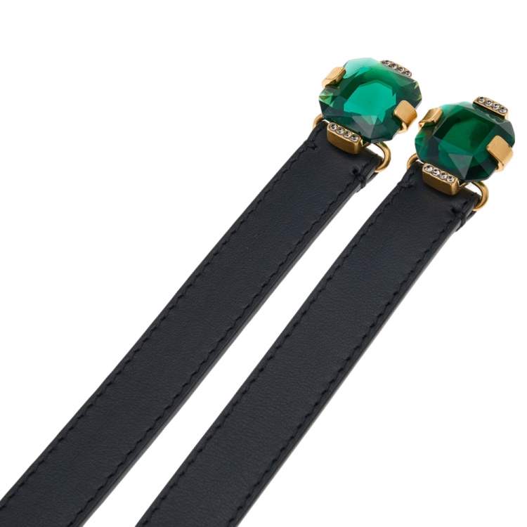 Pre Owned Marni Black Leather and Elastic Fabric Waist Belt Size 70cm