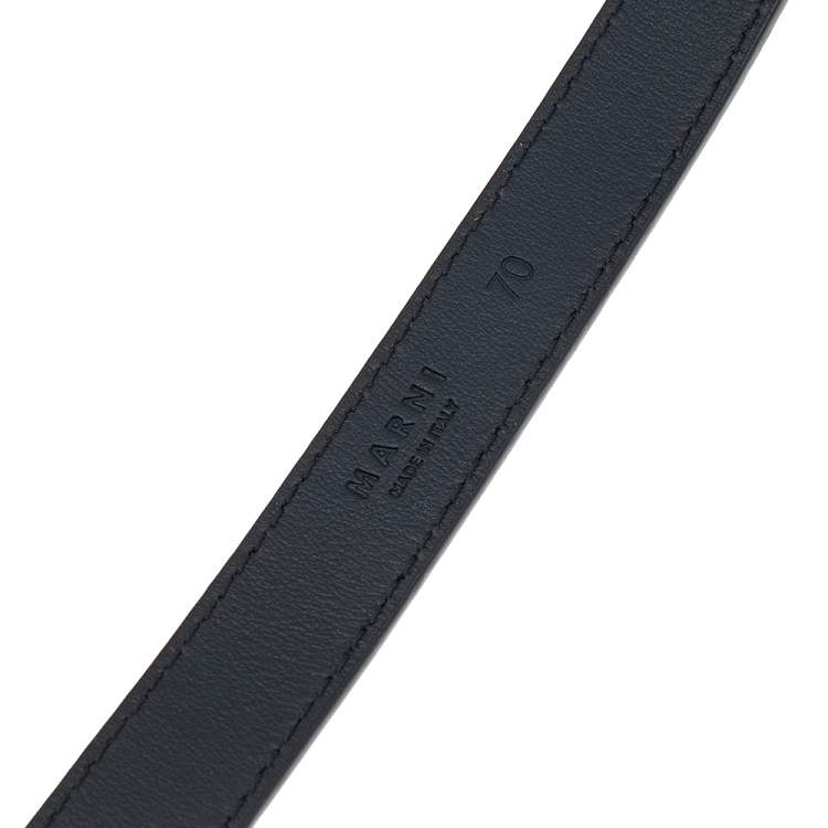 Pre Owned Marni Black Leather and Elastic Fabric Waist Belt Size 70cm