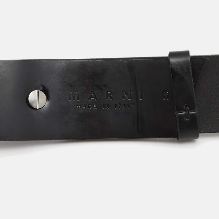 Pre Owned Marni Black Glossy Leather Waist Belt M