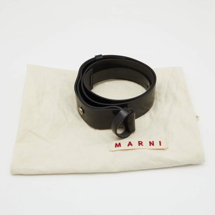 Pre Owned Marni Black Glossy Leather Waist Belt M