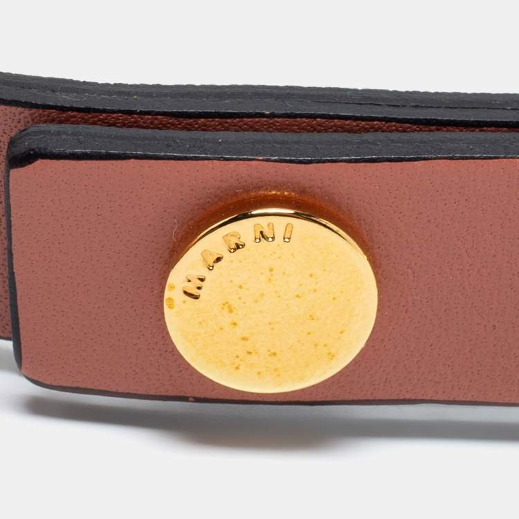 Pre Owned Marni Colorblock Crystal Embellished Leather Necklace