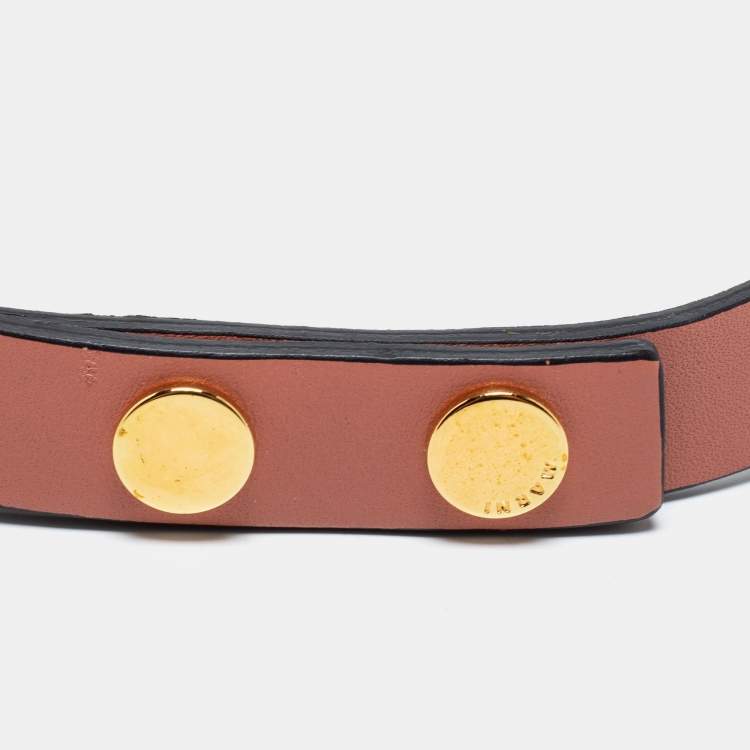 Pre Owned Marni Colorblock Crystal Embellished Leather Necklace