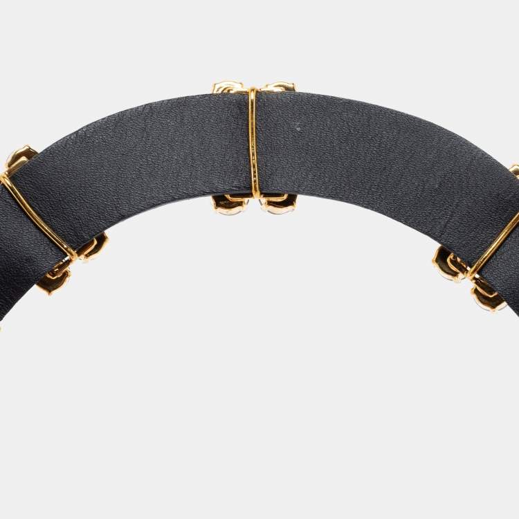 Pre Owned Marni Colorblock Crystal Embellished Leather Necklace