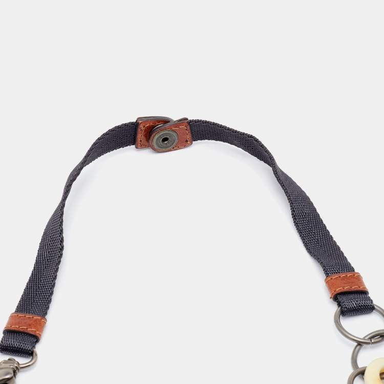 Pre Owned Marni Two-Tone Leather & Wood Chain Link Statement Necklace