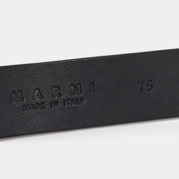 Pre Owned Marni Black Leather and Elastic Crystals Buckle Waist Belt