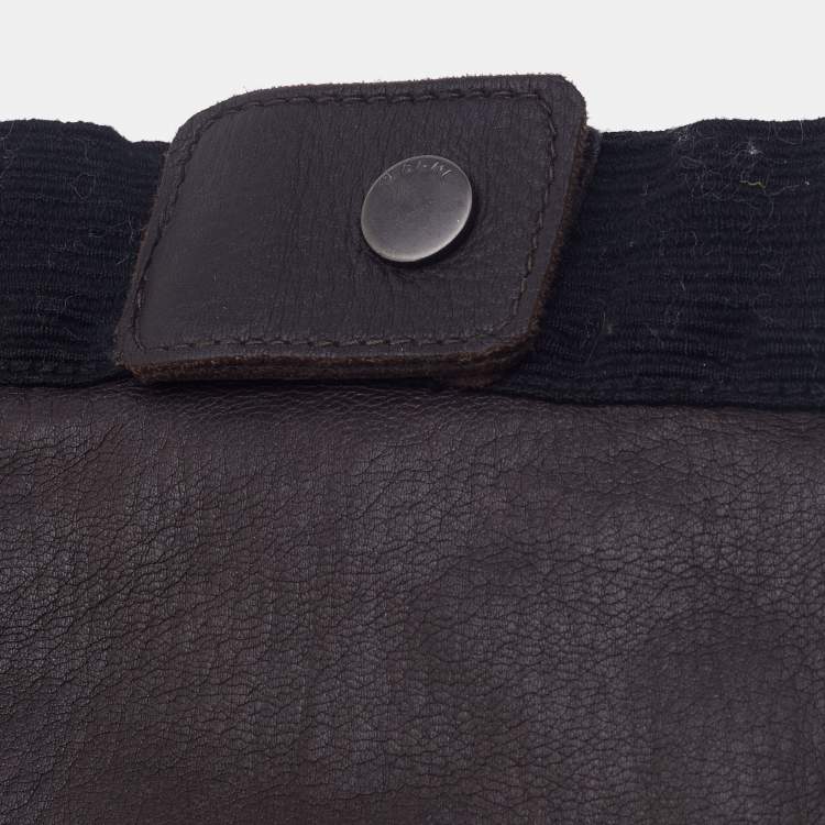 Pre Owned Marni Dark Brown Leather Long Gloves 