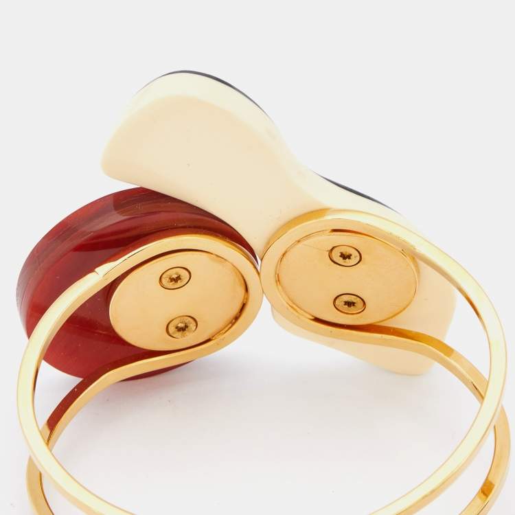 Pre Owned Marni Multicolor Resin Gold Tone Cuff Bracelet