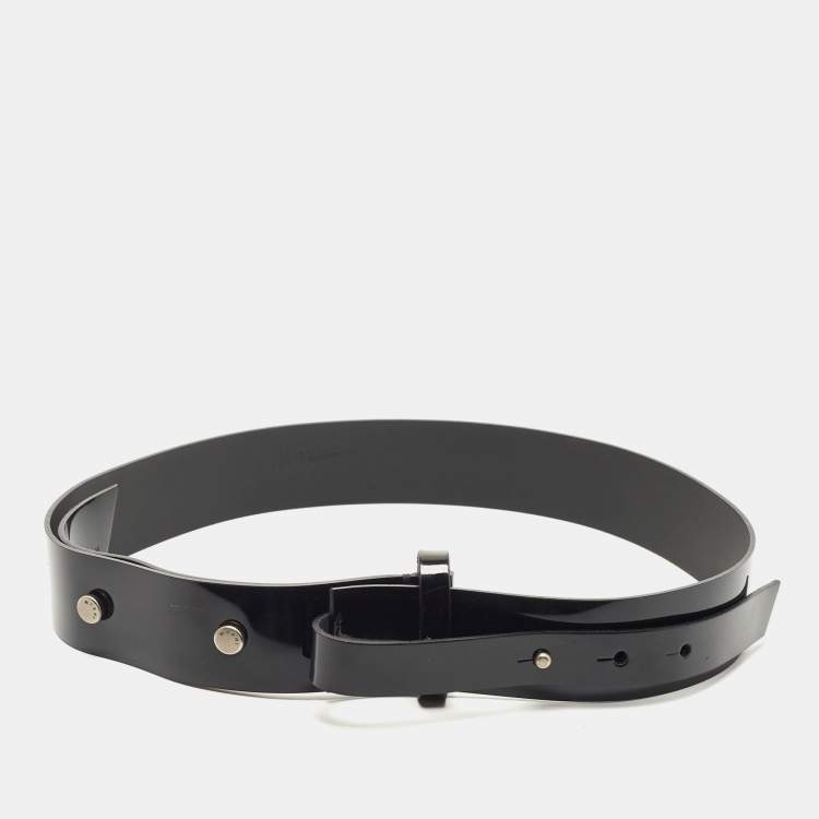Pre Owned Marni Black Patent Leather Waist Belt M