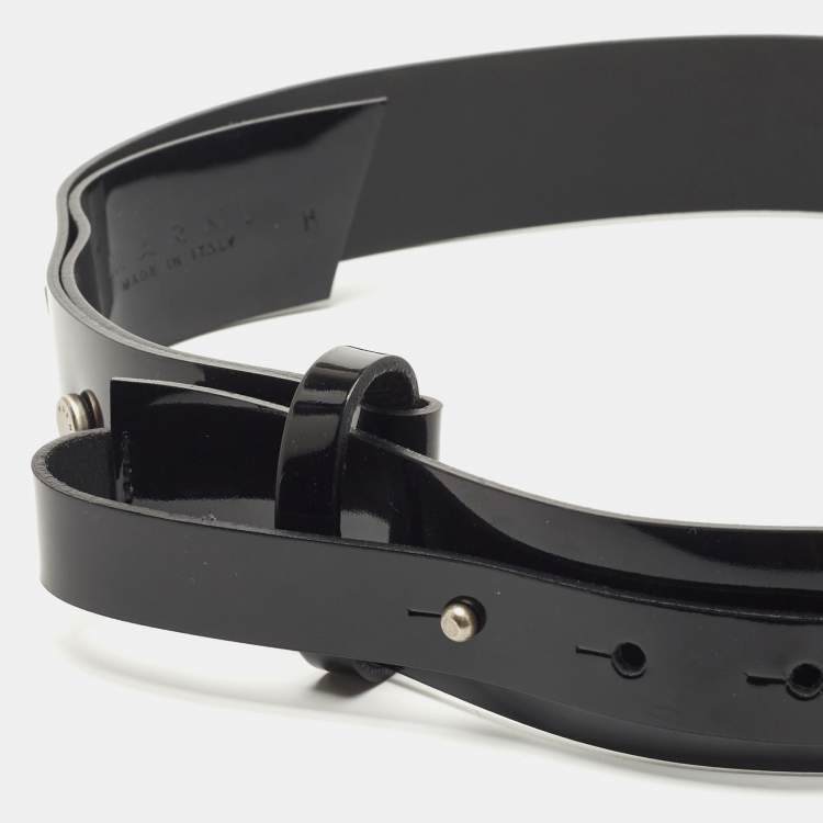 Pre Owned Marni Black Patent Leather Waist Belt M