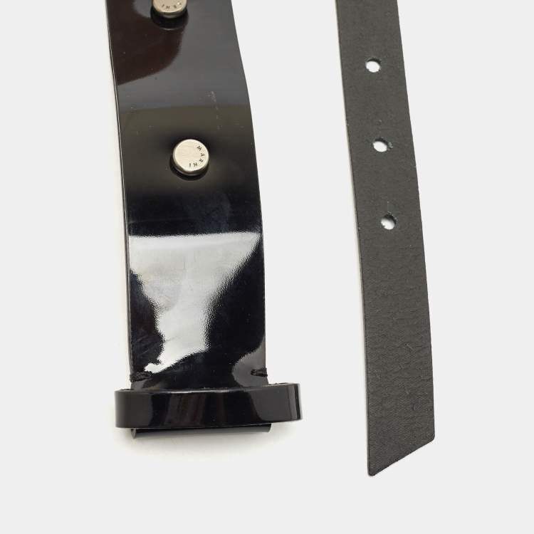 Pre Owned Marni Black Patent Leather Waist Belt M