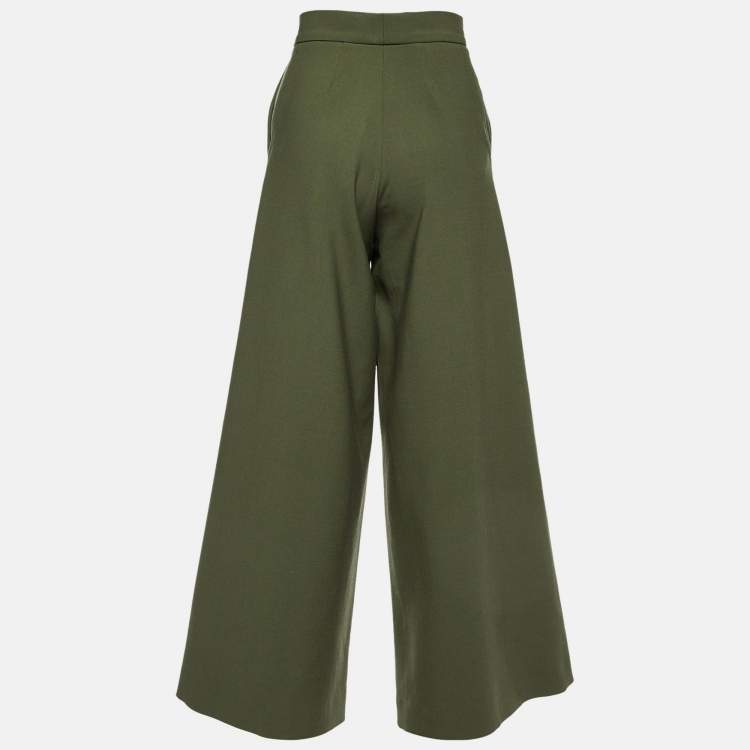 Pre Owned Marni Green Wool Wide Legs Culotte Pants XS