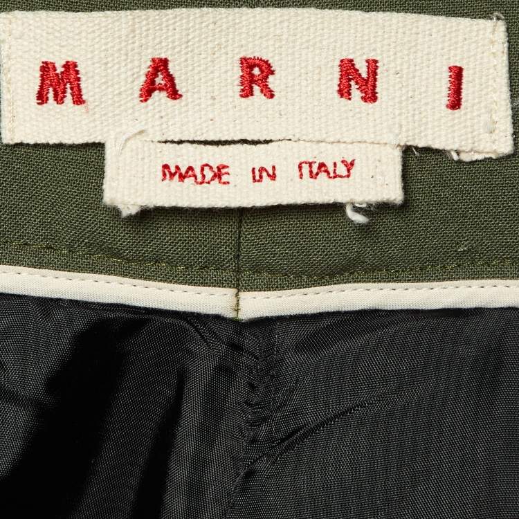 Pre Owned Marni Green Wool Wide Legs Culotte Pants XS