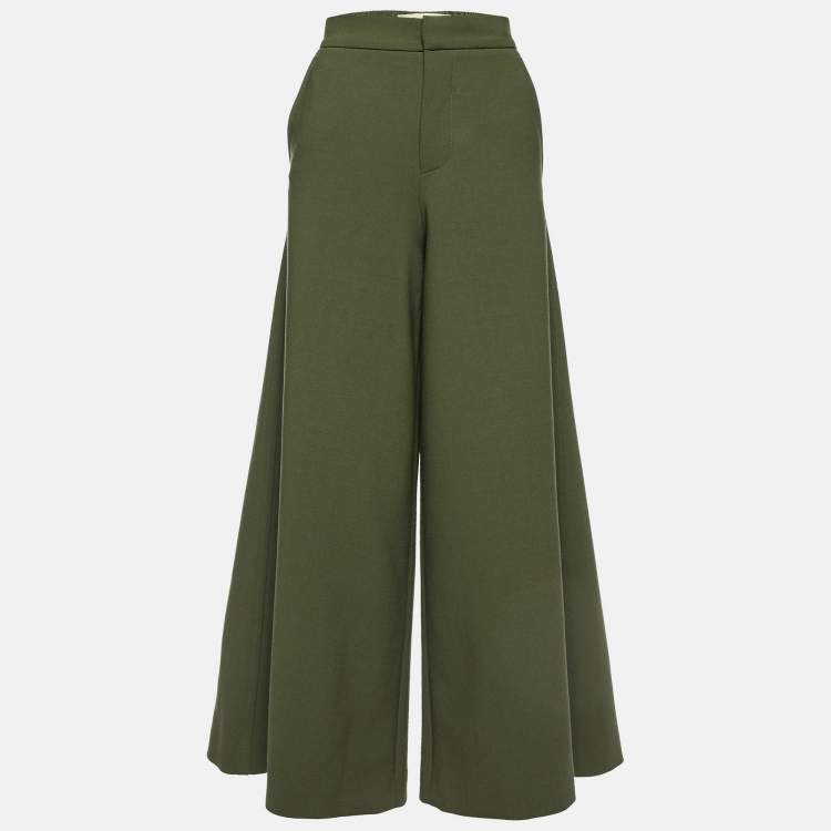 Pre Owned Marni Green Wool Wide Legs Culotte Pants XS